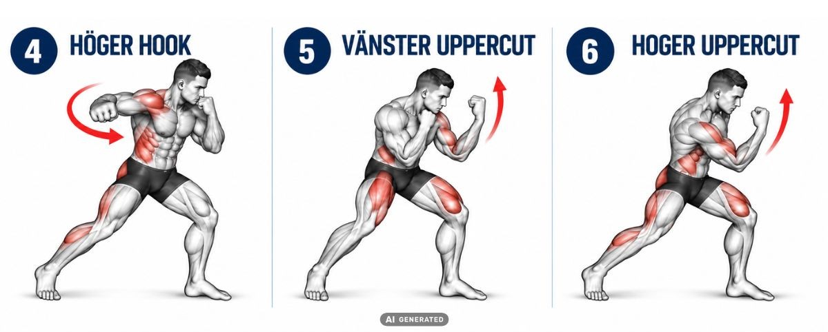 Illustration av krok och uppercut