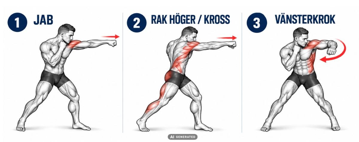 Illustration av de grundläggande boxningsslagen