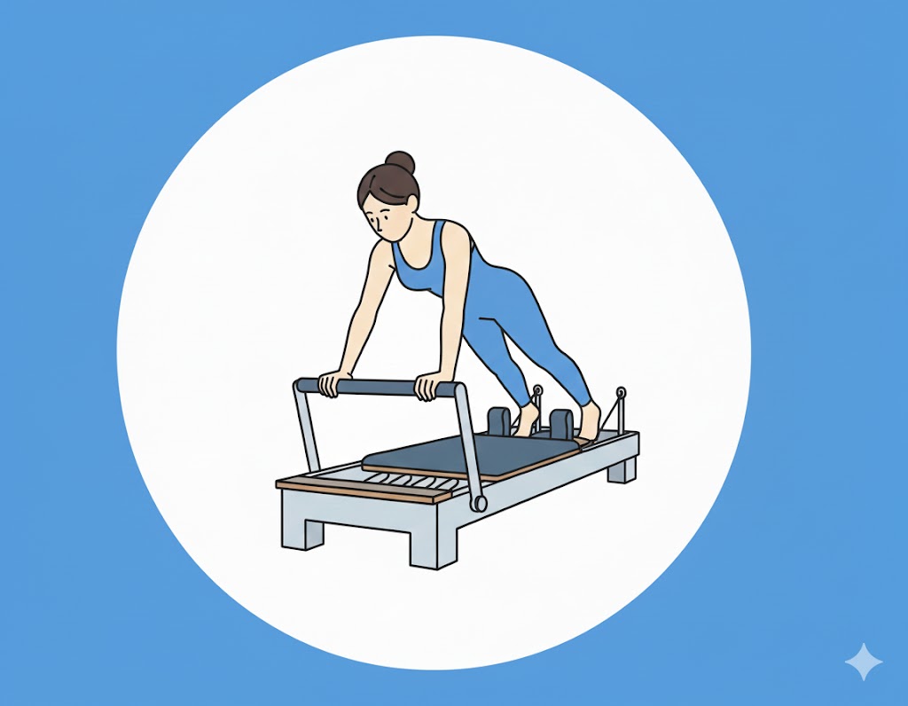 Reformerövning Push-ups mot vagnen