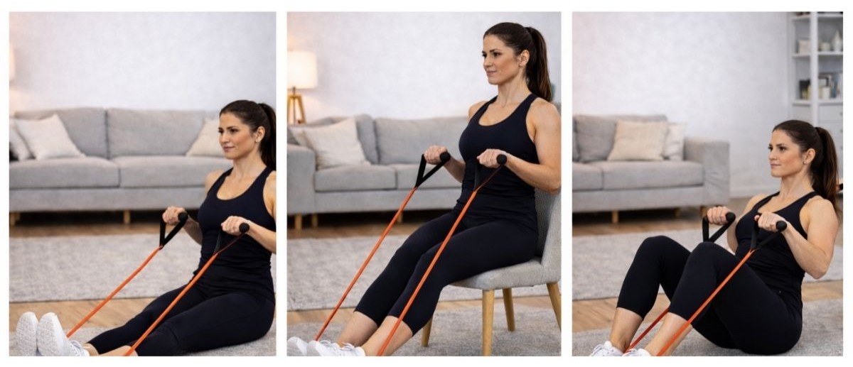 sittande övningar med band