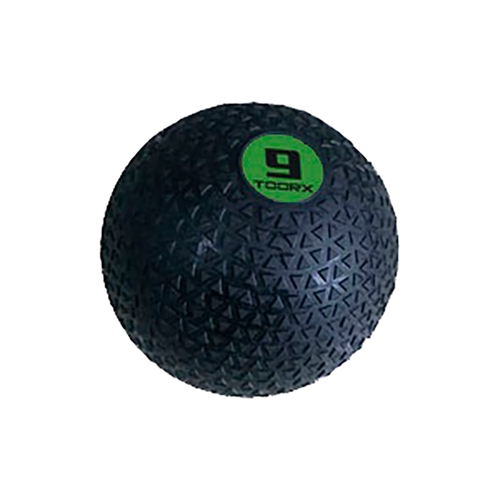 Dette er en Toorx Slam Ball 9 kg ø 23 cm, bolden er sort og grøn
